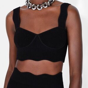 GALVAN LONDON Delia Scalloped Knit Tank Top Black $495‎ Celeb Fave